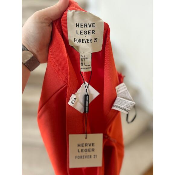 NWT Herve Leger x Forever 21 Collab Orange Bandage Midi Pencil Skirt - Picture 5 of 7